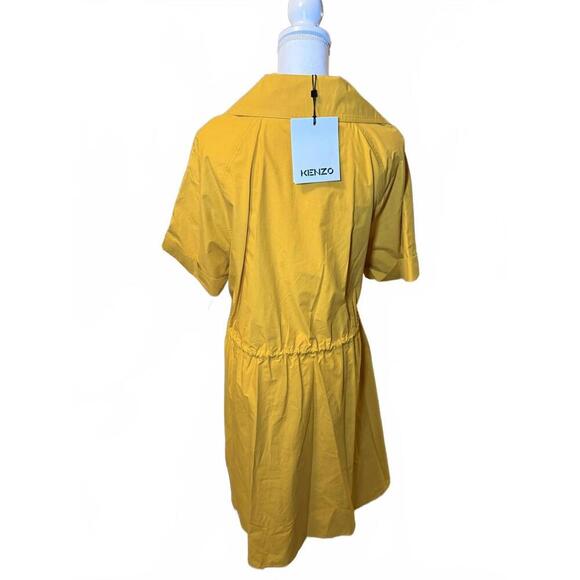 New Kenzo Women's Yellow Short Sleeve Dress with Drawstring Waist, Size 40 - Picture 3 of 6